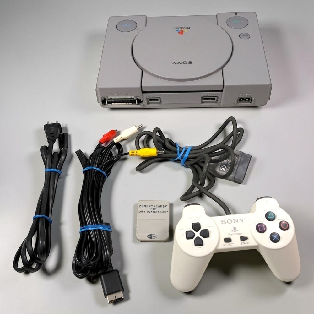 Sony PlayStation PS1 Console Bundle SCPH-5501 NTSC Gray VTG OEM Controller NYKO - Picture 6 of 13